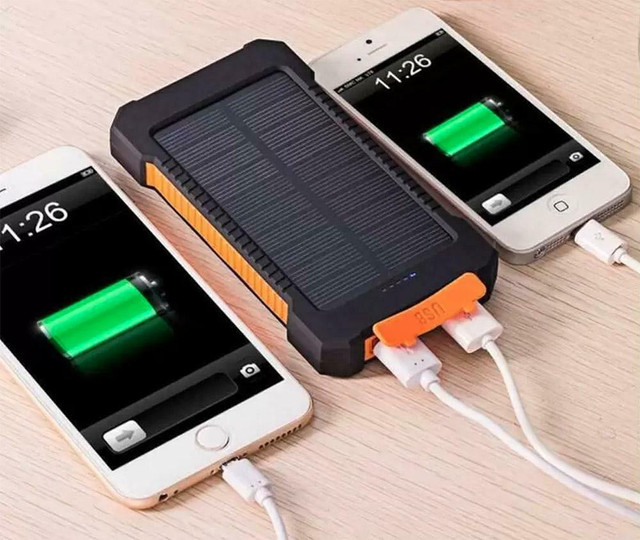 10000 MAH SOLAR-POWERED POWERBANK DUAL CHARGER WITH BUILT-IN FLASHLIGHT -- Ideal for Travel & Emergencies !! in Cell Phone Accessories