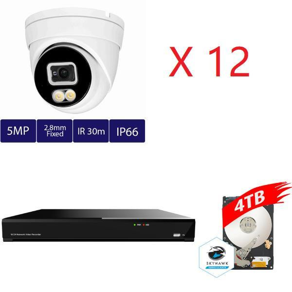 Monthly promo! Aibase 16 ch 5MP AI Full Color IP Kit: NVR-3216-16P-AI+4TB HDD+12pcs IP3135W-A-SI-28-AI in Security Systems