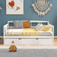 Wildon Home® Solid Wood Daybed With Twin Size Trundle