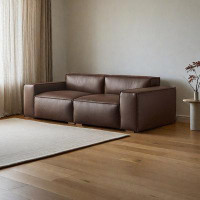 PULOSK 101.53" Coffee Genuine Leather Modular Sofa cushion couch