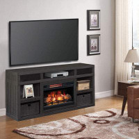 ClassicFlame Greatlin 64" Infrared Electric Fireplace TV Stand in Black Walnut w/ Digital Integrated Sound System