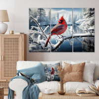 The Holiday Aisle® Canada Red Cardinal Bird Winter Wonderland V - Animals Metal Wall Art Prints Set