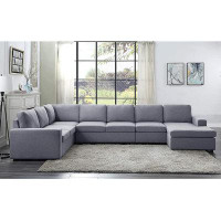 Latitude Run® Latitude Run® Light Gray Linen 7 Seat Reversible Modular Sectional Sofa Couch