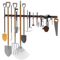 WFX Utility™ All Metal 64 Inch Wall Mount Garden Tool Organizer For Garage, Mop And Broom Holder, Yard Tool Storage Rack
