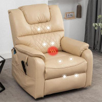 Latitude Run® Best Choice Oversized Power Lift Recliners For Elderly, Faux Leather Recliners with Massage and Heat