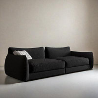 ULTORU 98.29" Black Velvet Modular Sofa cushion couch