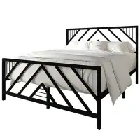 Latitude Run® Latitude Run® Modern Geometric Slat Twin Size Metal Platform Bed, Black