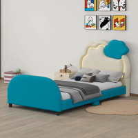 Trinx Upholstered Platform Bed with Cloud-Shaped Headboard and Embedded Light Stripe