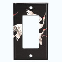 WorldAcc Metal Light Switch Plate Outlet Cover (Elegant Flying Crane Family Black Night - Single Toggle)