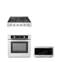 Cosmo 3 Piece Kitchen Package With 36" Slide-in Gas Cooktop 24.4" Built-in Countertop Microwave 24" Single Electric Wall