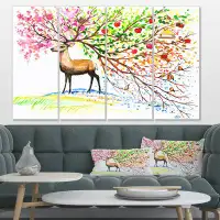 Made in Canada - Design Art 'Deer with Beautiful Horn' 4 Piece Graphic Art on Metal Set