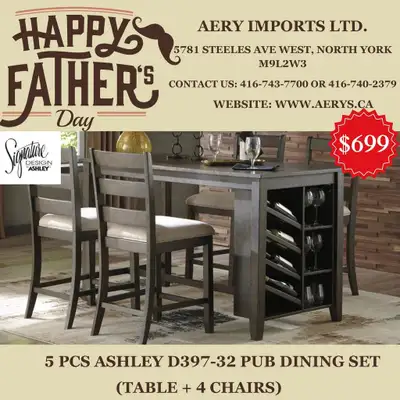 Fathers day Special sale on Furniture!! Sale on Pub/Counter height Dining sets! Shop Now!!