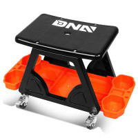 DNA Motoring Mechanic Stool Rolling Work Seat W/Swivel Wheels and Storage Tool Tray