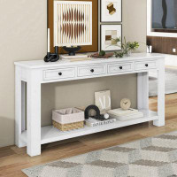 Red Barrel Studio Console Table/Sofa Table With Storage Drawers And Bottom Shelf For Entryway Hallway(Antique White)