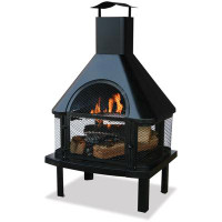 Endless Summer Joy by Endless Summer, Black Wood Burning Outdoor Firehouse with Chimney