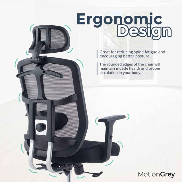 MotionGrey - Stylish Ergonomic Office Chair , Comfortable Computer Desk Chair, Breathable Mesh Office Chair in Chairs & Recliners - Image 2