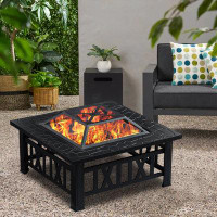 Arlmont & Co. Clairissa Fire Pit Table Metal Wood Burning Firepit Stove Patio Garden Camping Outdoor Heating Bonfire Pic
