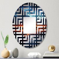 Design Art Minimalism Black And Blue Storm Photo - Maze Decorative Mirror|Oval