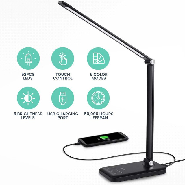 MotionGrey White LED Desk Lamp Eye Caring Table Lamp with Touch-Sensitive Control, Multi Lighting Mode Light for Office in Other - Image 2