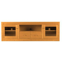 Spectra Wood Linden 72: Plasma Stand with Glass doors, 2-Drawers and Open Centre