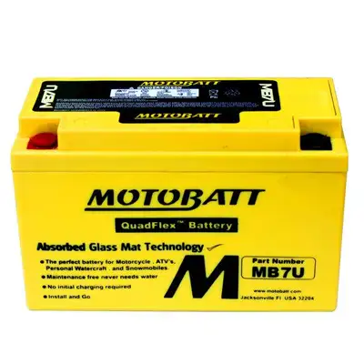 Motobatt MB7U 6.5Ah Motorcycle Battery Replaces YT7B-BS YT7B4