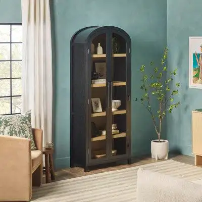 Hokku Designs Ridunel Modern Arched Standard Bookcase with Glass Doors