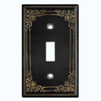 WorldAcc Metal Light Switch Plate Outlet Cover (French Victorian Frame Black 10 - Single Toggle)