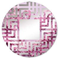 Design Art Pink Whimsical Waters World Map - Maze Decorative Mirror|Round