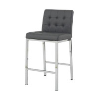 GOODSILO Modern Design High Counter Stool Electroplated leg Kitchen Restaurant black pu Bar Chair(set of 2)