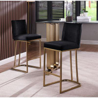 Everly Quinn Woker Furniture Bar Stools Set Of 2 Counter Height 26" Bar Stools With Back, Gold Brushed Barstools Modern