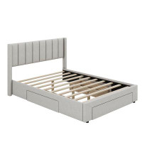 Latitude Run® Anala Queen Size Upholstered Platform Bed with Drawer