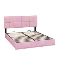 Mercer41 Queen Size Upholstered Platform Bed With Hydraulic Storage System