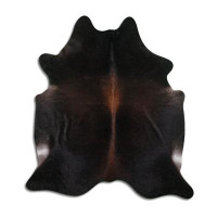 Foundry Select Tapis noir / brun en cuir de vache de fantaisie fait à la main 6 pi x 7 pi Belvia