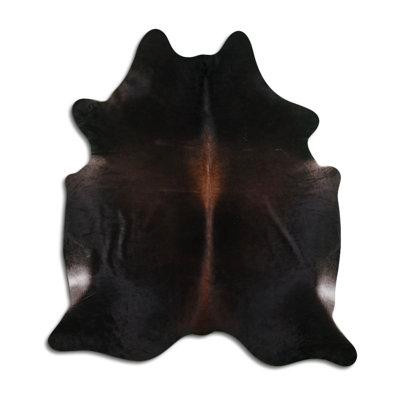 Foundry Select Tapis noir / brun en cuir de vache de fantaisie fait à la main 6 pi x 7 pi Belvia in Rugs, Carpets & Runners in Québec