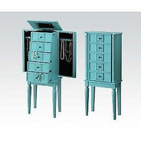 Jewelry Armoire in 4 different finishes  - 16" x 10" x 40"H  ( Gold, Teal, Silver & White )    97168