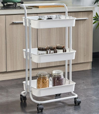 On sales 3-Tier Rolling Utility Cart Mobile Shelf Storage Trolley Cart with  Handles 032317