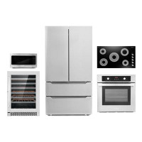 Cosmo 5 Piece Kitchen Package with French Door Refrigerator & 36" Electric Cooktop & Wall Oven