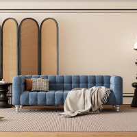House of Hampton 89" Modern Sofa Dutch Fluff Upholstered Sofa With Solid Wood Legs-30.5" H x 89" W x 34" D