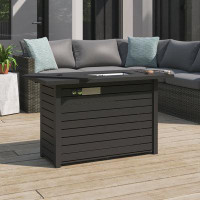 Gracie Oaks Zanette 25'' H x 42'' W Steel Propane Outdoor Fire Pit Table with Lid