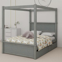 Red Barrel Studio Wood Canopy Bed With Four Drawers ,Full Size Canopy Platform Bed With Support Slats .No Box Spring Nee