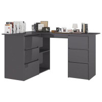 Latitude Run® TDC Corner Desk Grey 57.1"x39.4"x29.9" Engineered Wood