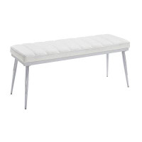 Latitude Run® Hampshire White And Chrome Bench With Padded Seat