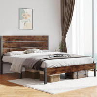 17 Stories Queen Bed Frame with Headboard and Footboard