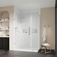 Ove Decors OVE Decors Endless TP0133210 Tampa-Pro, Corner Frameless Hinge Shower Door And Base, 36 In. W X 74 3/4 In. H,