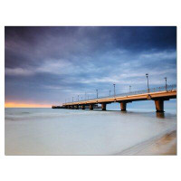 Design Art Long Concrete Pier into Sea Sea Bridge Photographic Print on Wrapped Canvas