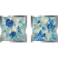 Red Barrel Studio Blue Flowers Whisper II - 2 Piece Picture Frame Print Set on Paper
