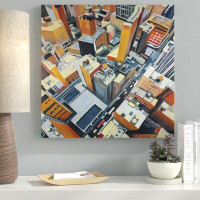 Ebern Designs 'High Top View of Buildings in New York' Oil Painting Print on Wrapped Canvas