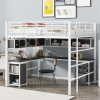 Isabelle & Max™ Metal Loft Bed With Bookcase Desk And Cabinet