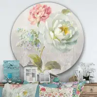 East Urban Home 'Country Flower Bouquet' - Painting Print on Metal Circle