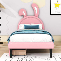 Xiao Hailuo 4 Drawers Leather Upholstered Platform Bed with Rabbit Ornament
